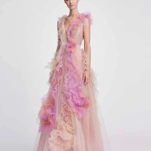 Pink Tulle Designer Ruffle Dress - Picture 3 of 3